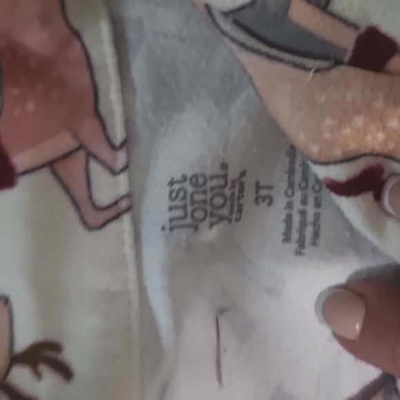 Christmas Reindeer Flannel Pajamas Girls Size 3T Ruffled - Picture 5 of 7